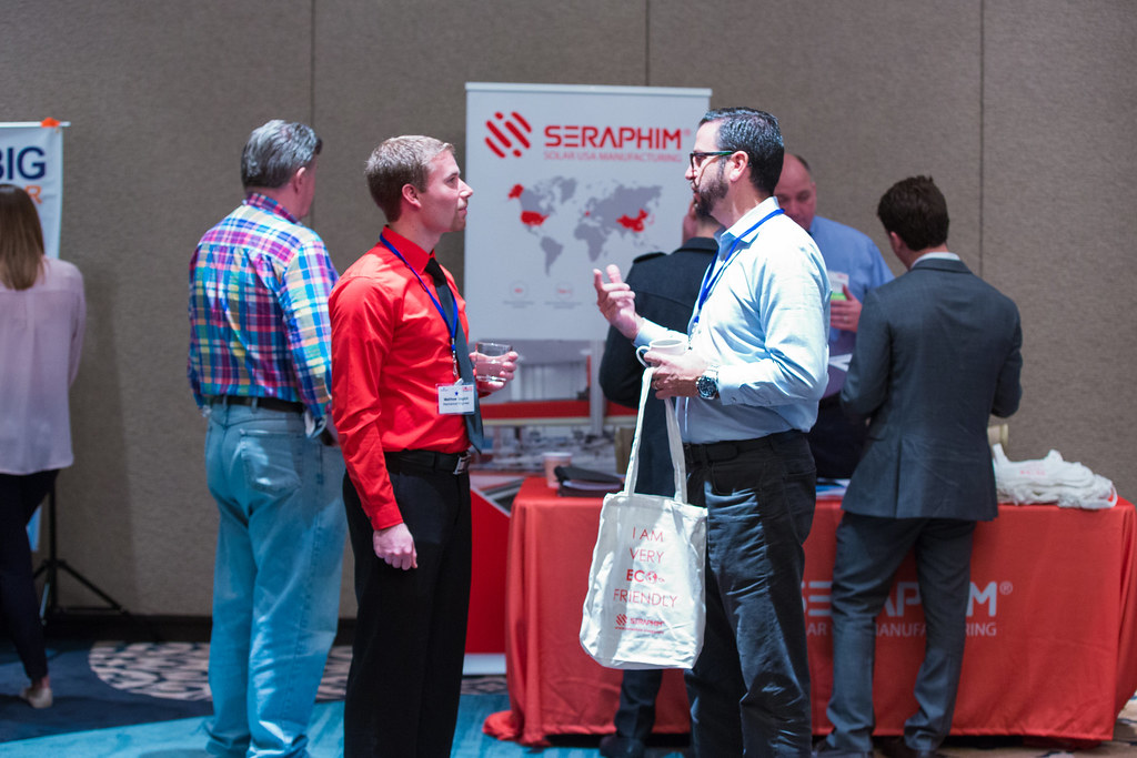 Solar Business Festival networking and exhibitor conversations
